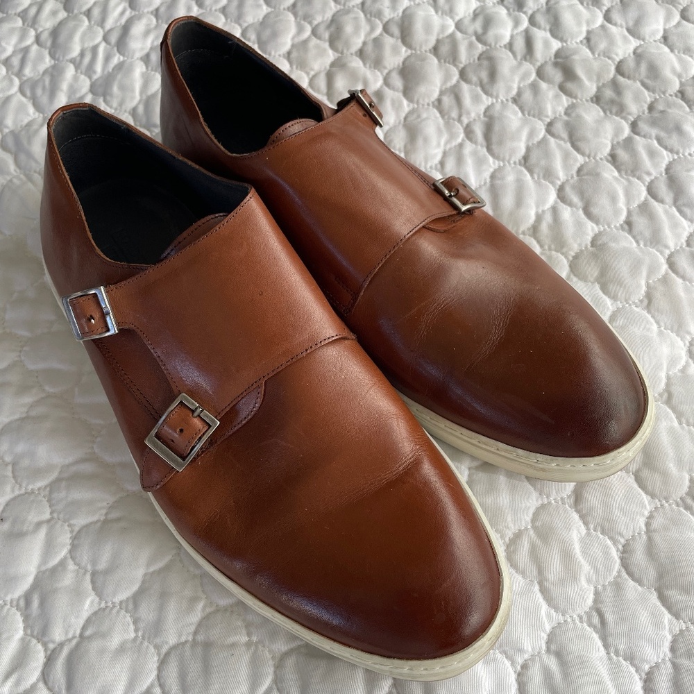 Nordstrom Men's Shop Leather Double Monk Strap Shoes Size 10.5